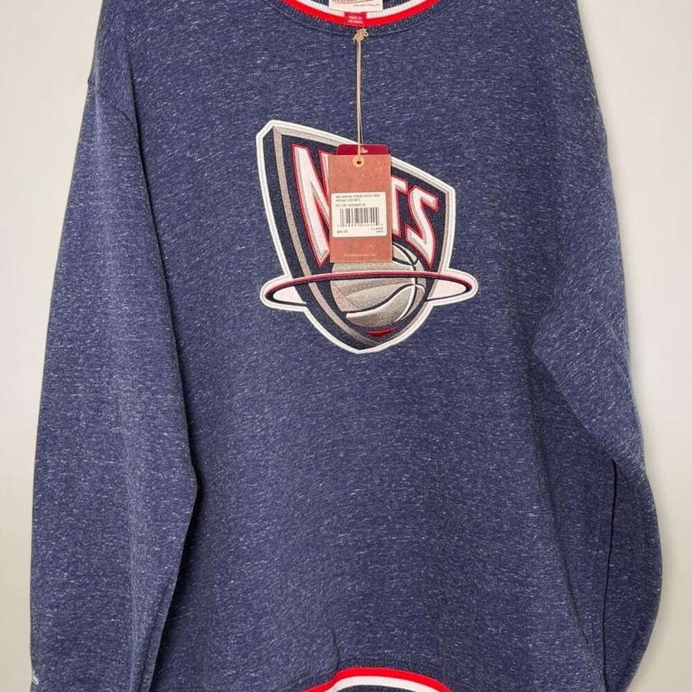 NBA Brooklyn Nets vintage style heavy weight navy blue crewneck sweatshirt. Nets